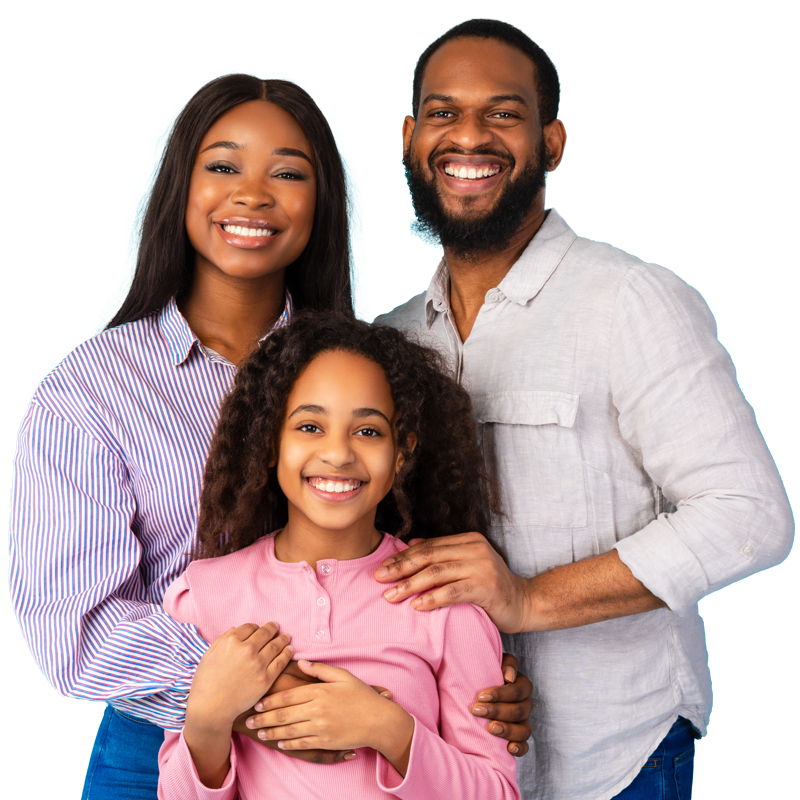 A mother, father, and daughter